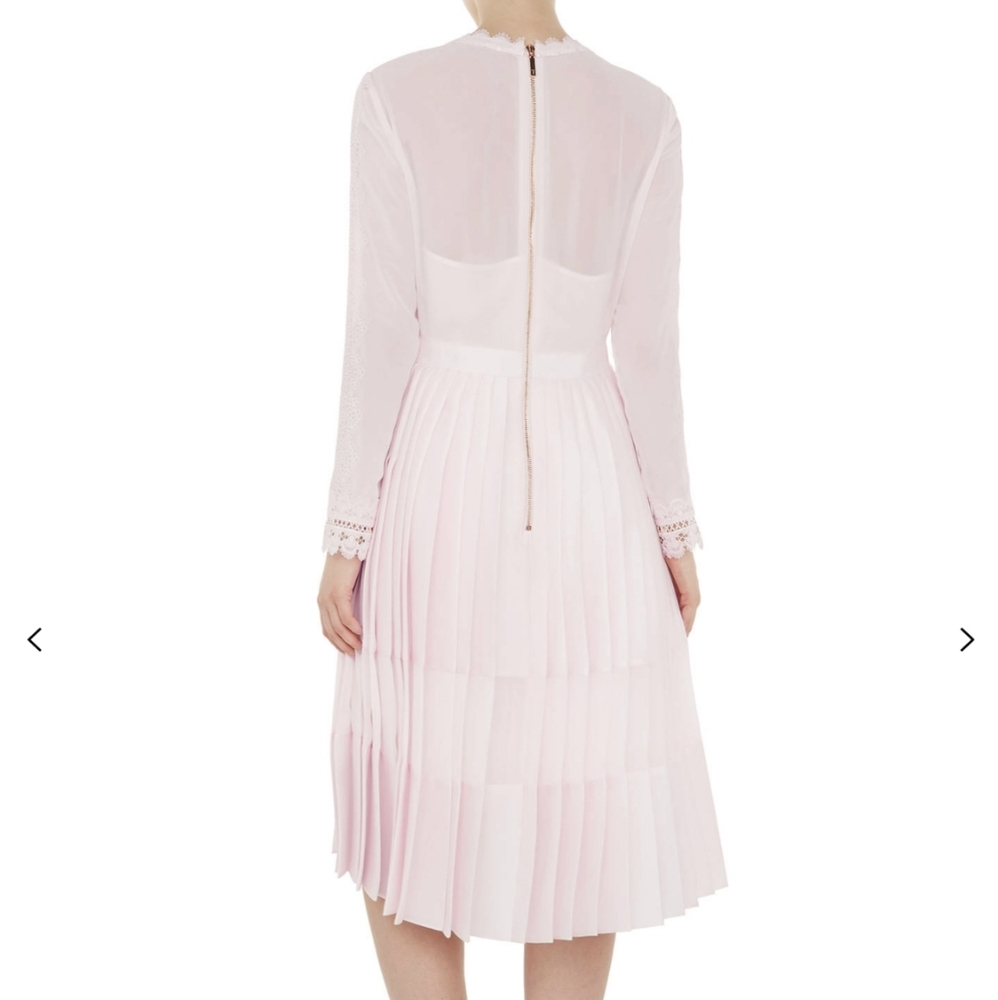 Ted Baker Looez Lace Trim Dress, Pink Nude Size 6-8 - Picture 2 of 16